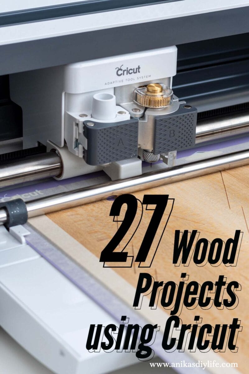 Wood being cut on Cricut Maker using a knife blade - with text overlay.