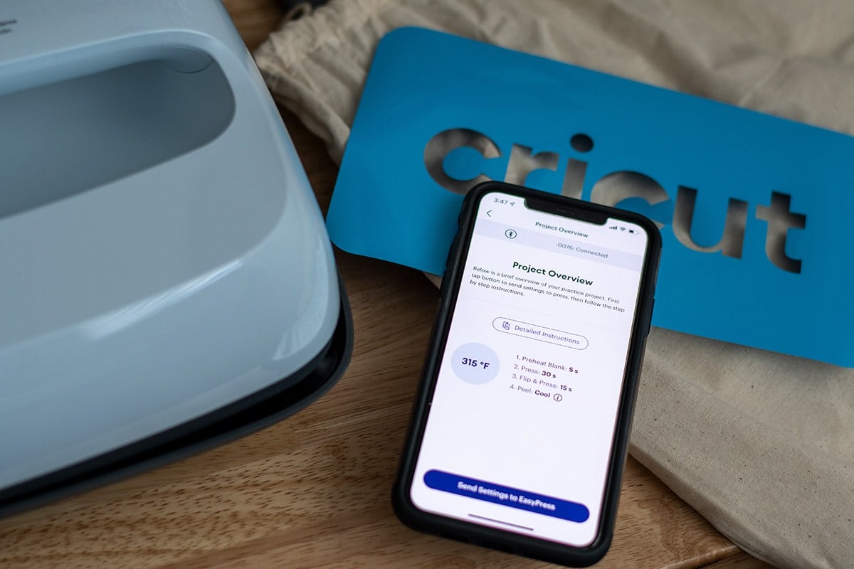 Cricut Heat app sending settings to Cricut EasyPress 3