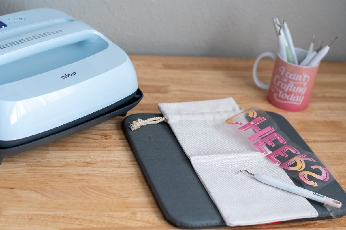 supplies to make infusible ink wine bag using Cricut EasyPress 3