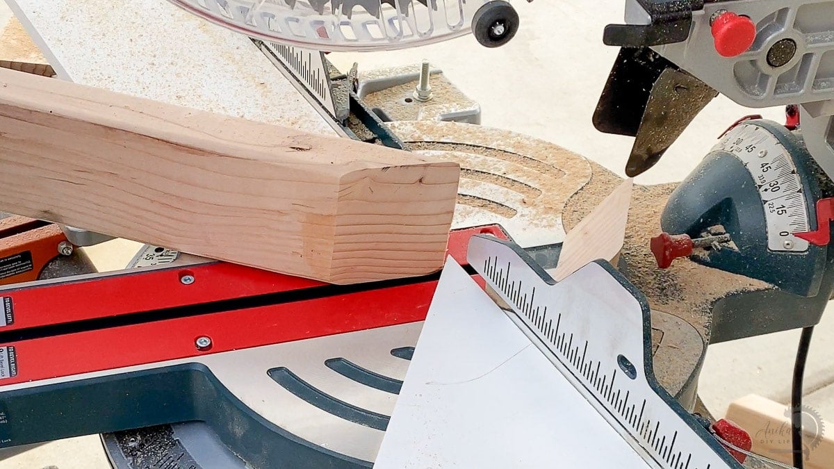 making a large bevel cut on a 2x4