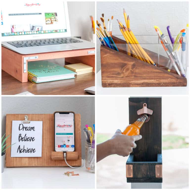 Image collage of four DIY gifts for him