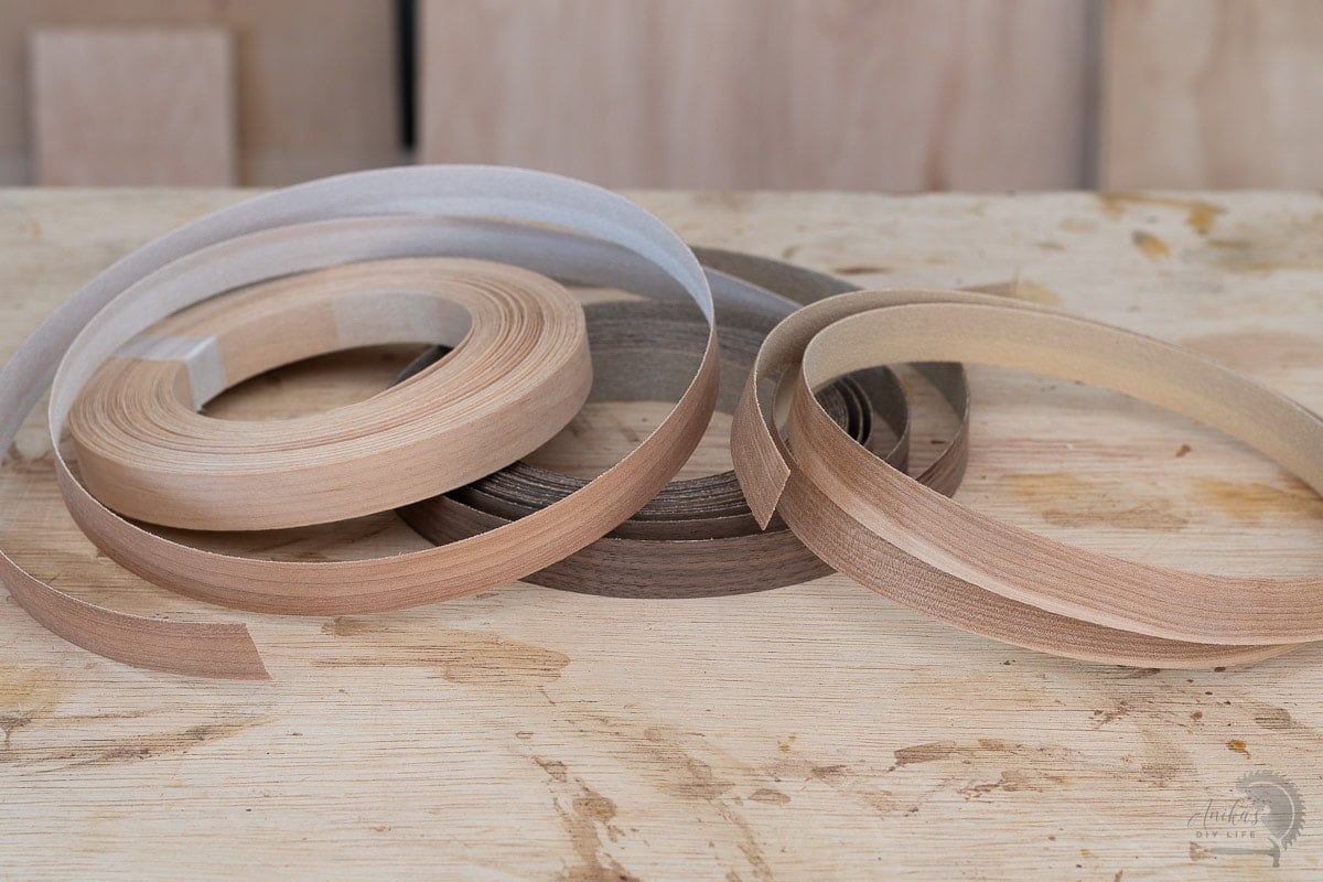 various types of edge banding on a workbench