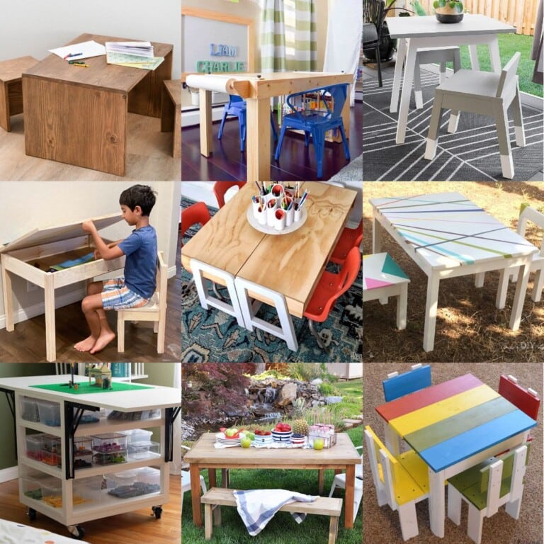 Collage of DIY kids table ideas