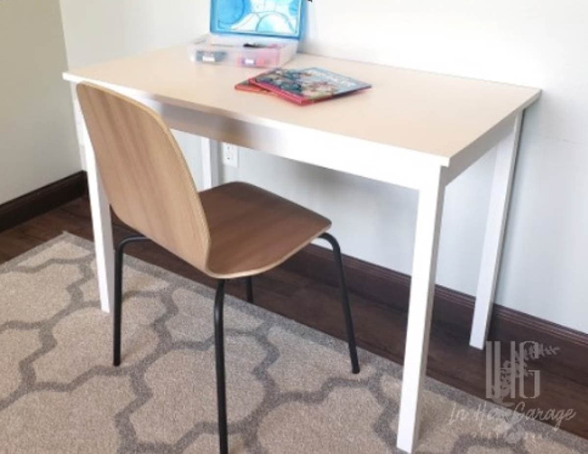 DIY kids table for crafts painted white