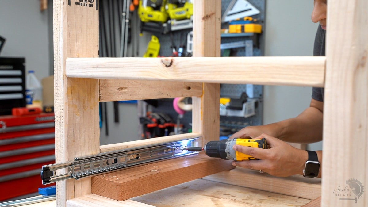 Installing the drawer slides to the frame
