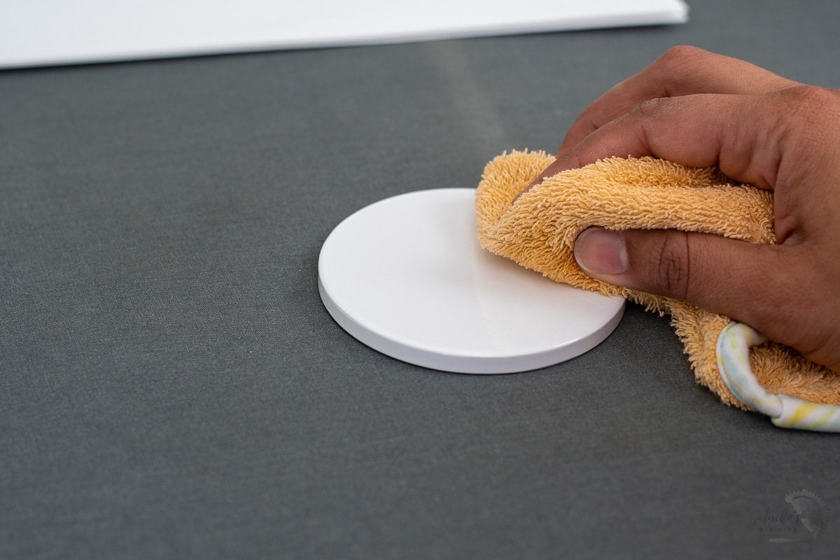 cleaning the infusible ink compatible ceramic coaster with alcohol