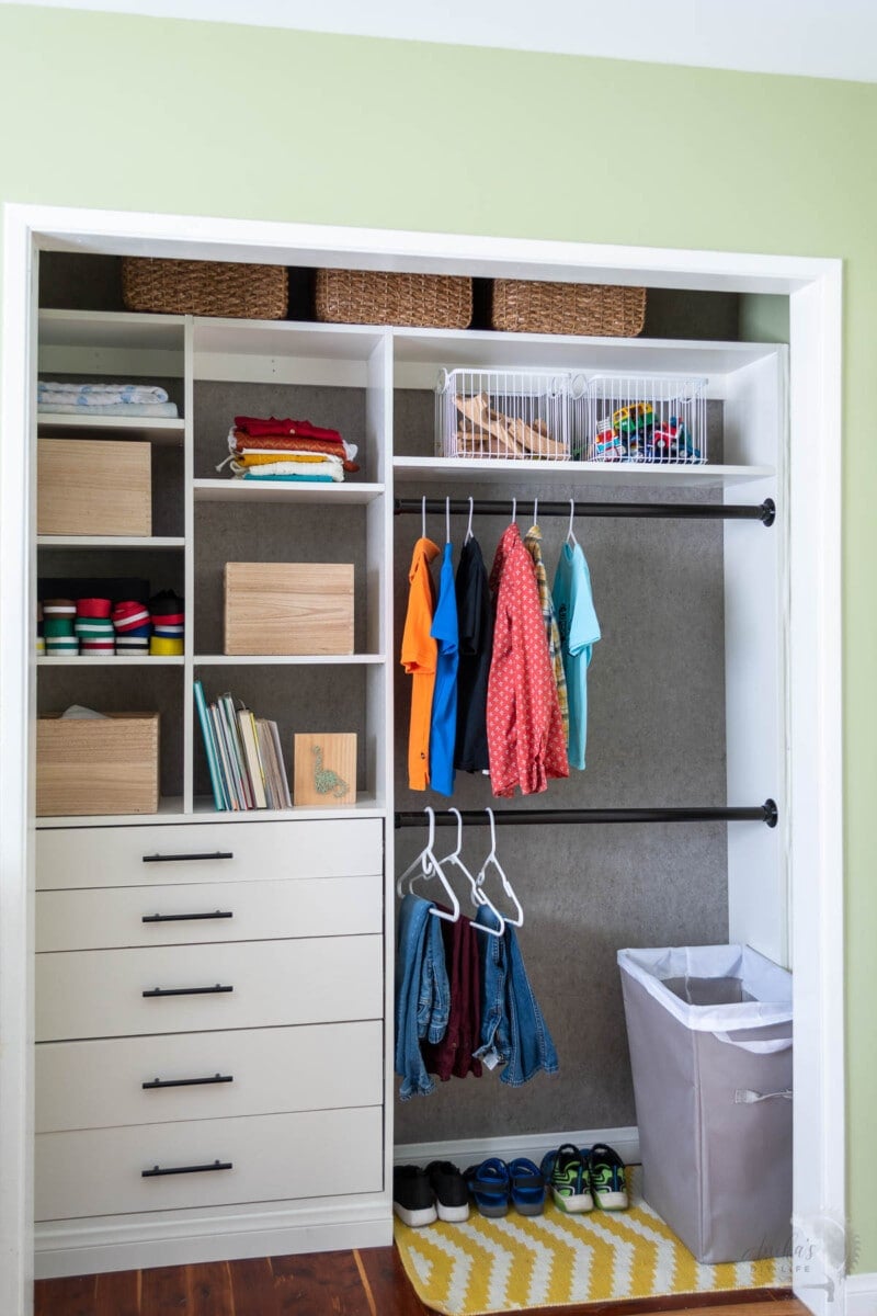 Full view of custom built closet