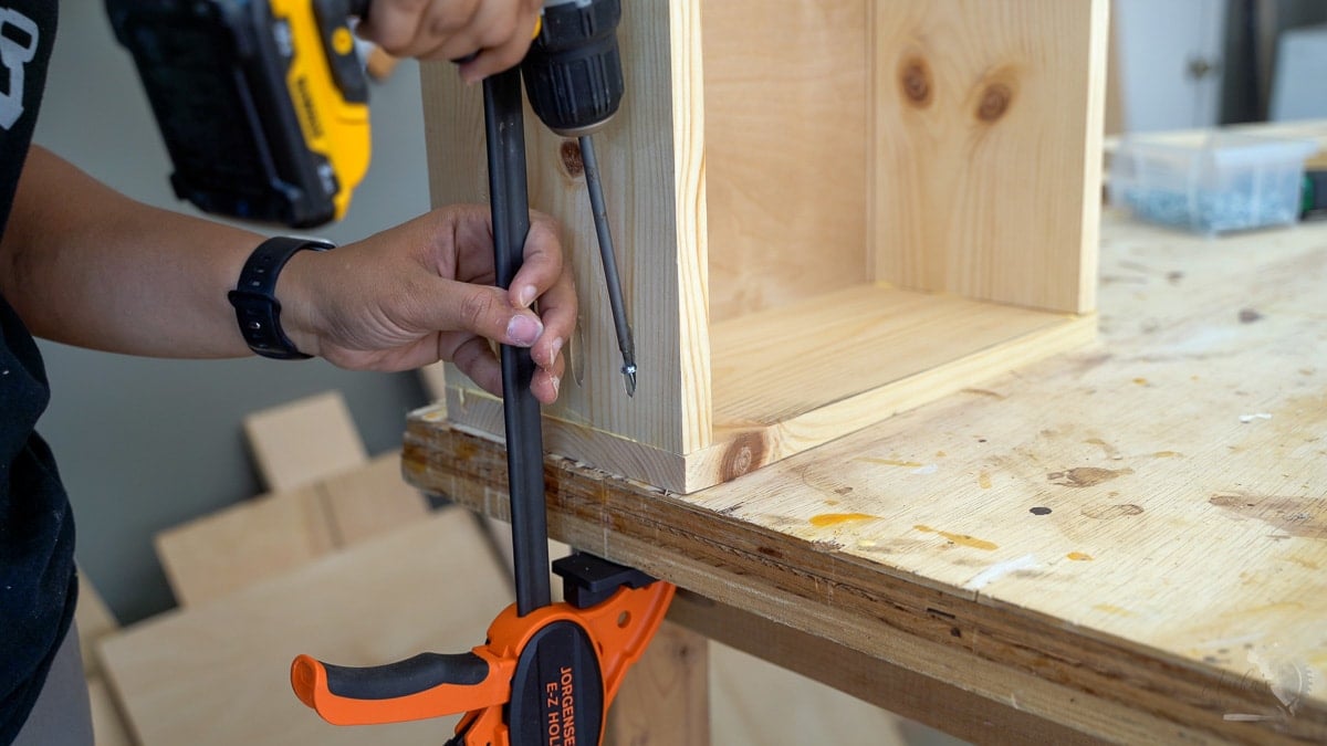 Woman building drawer with pocket holes