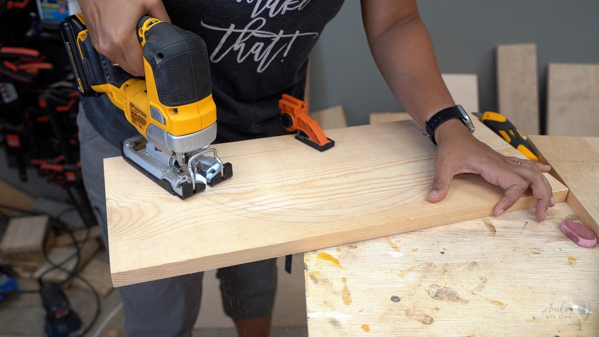 Cutting out the drawer face using a jigsaw