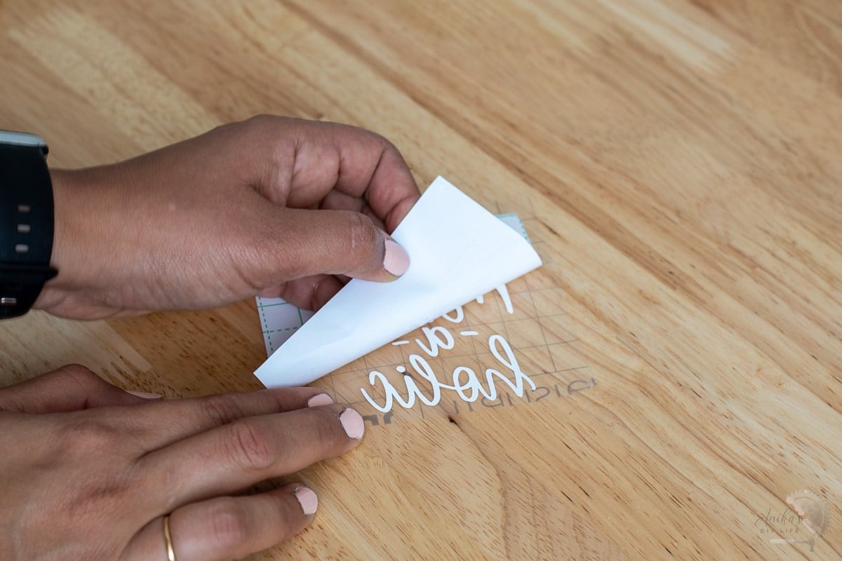 removing backing of vinyl