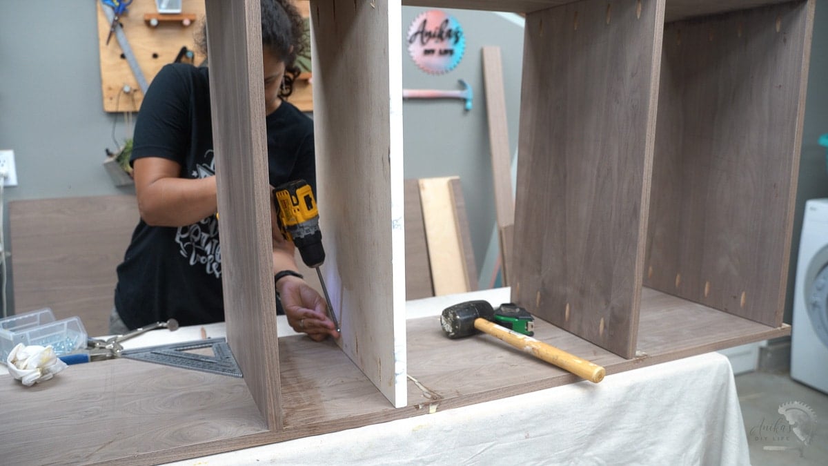 building the frame of the bar cabinet