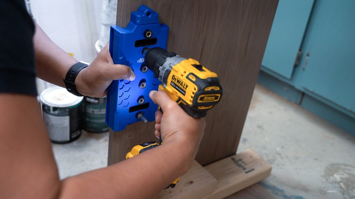 Making shelf pin holes using the shelf pin jig