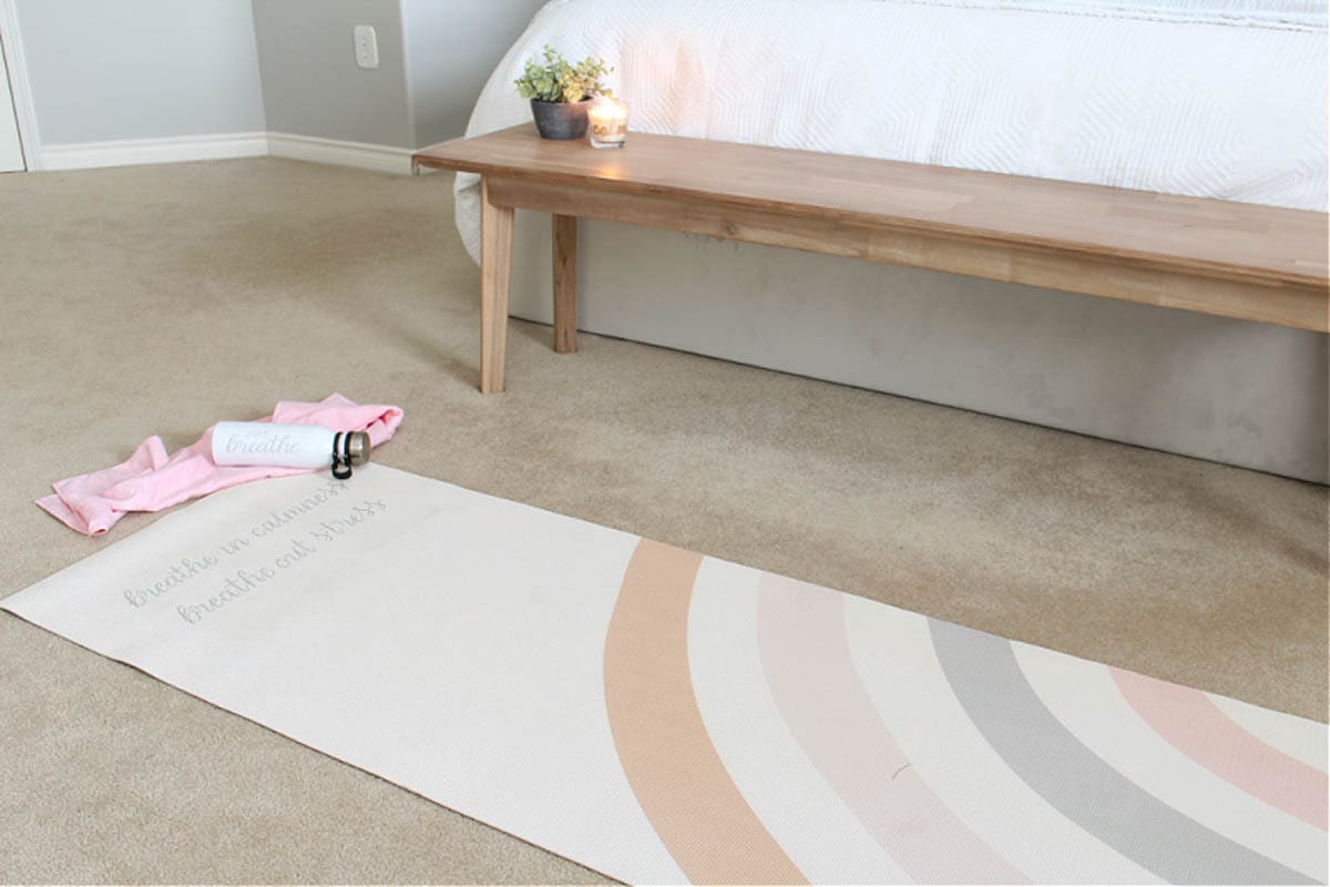 Yoga mat personalized for gift giving using a Cricut