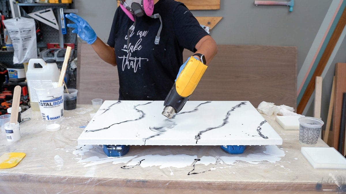 Creating marble look using a heat gun