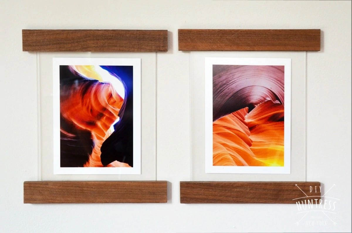 modern wood and acrylic floating picture frames