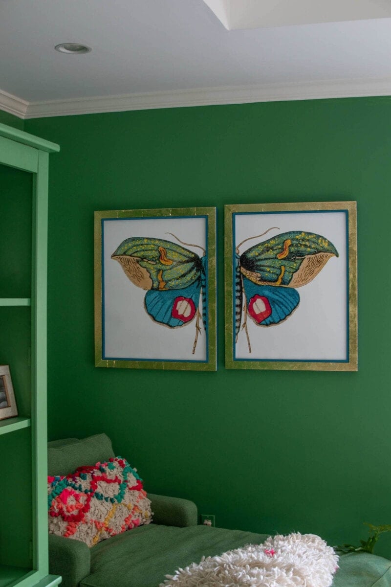 Gold leaf DIY frames with split butterfly print