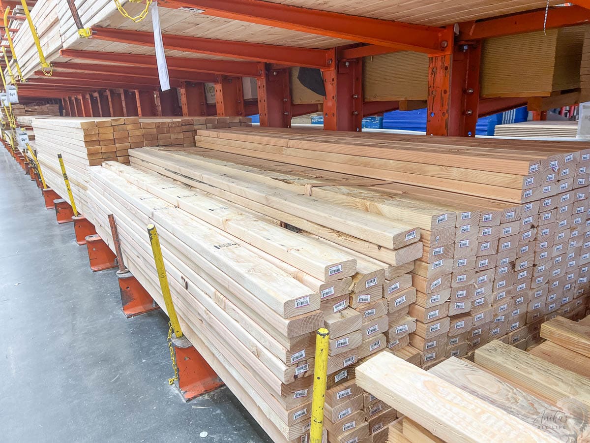 2x4 boards in the lumber aisle
