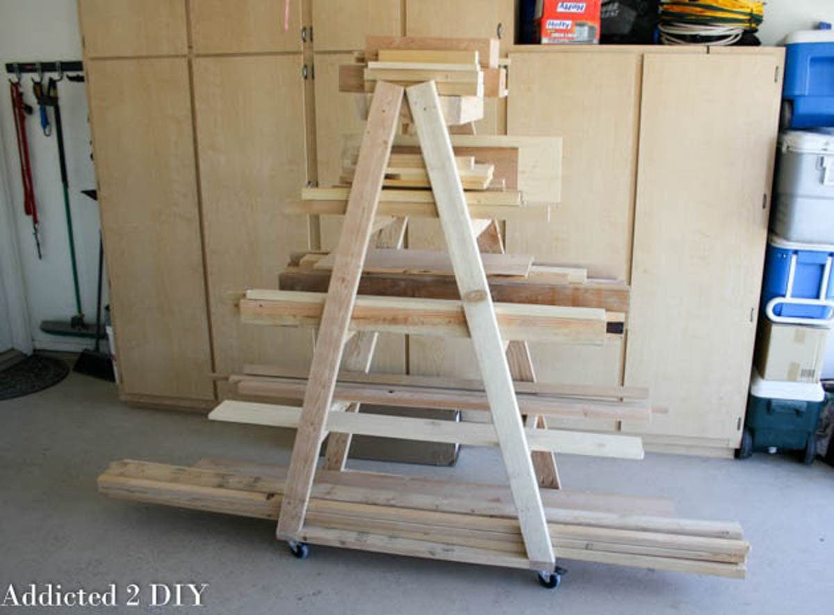 ladder shaped DIY lumber rack