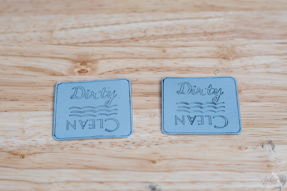 finished engraved metal for the dishwasher magnet