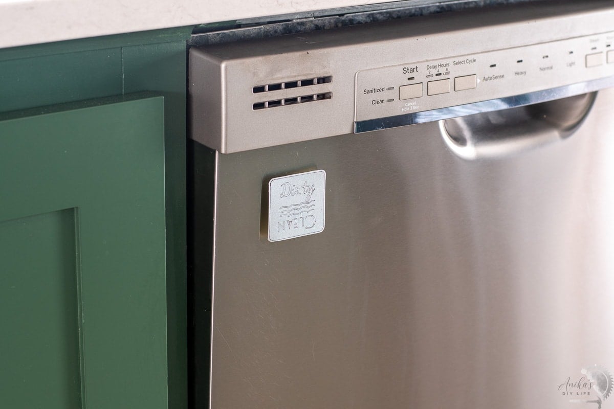 DIY dishwasher magnet on the dishwasher.