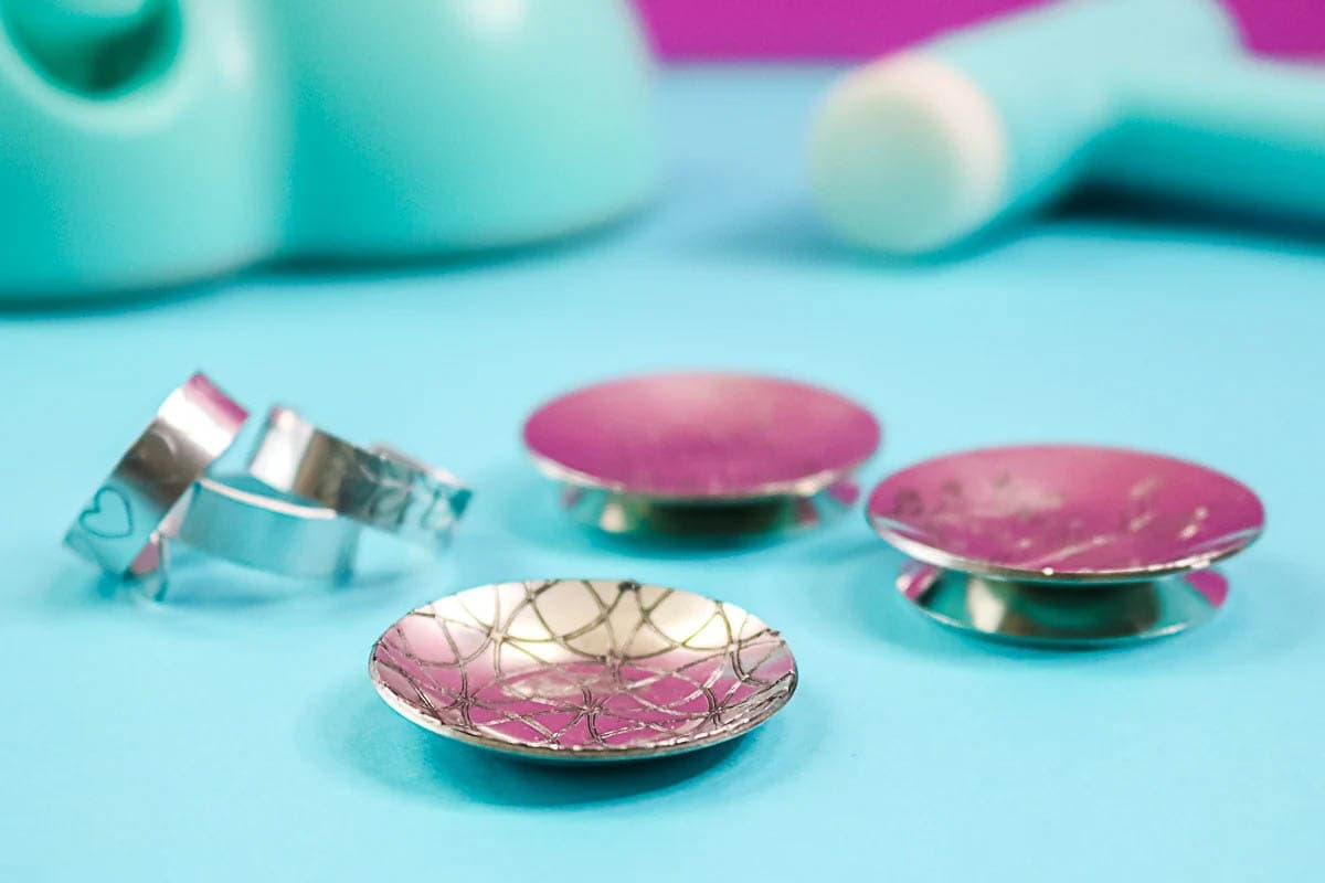 metal engraved ring dishes engraved with Cricut engraving tip