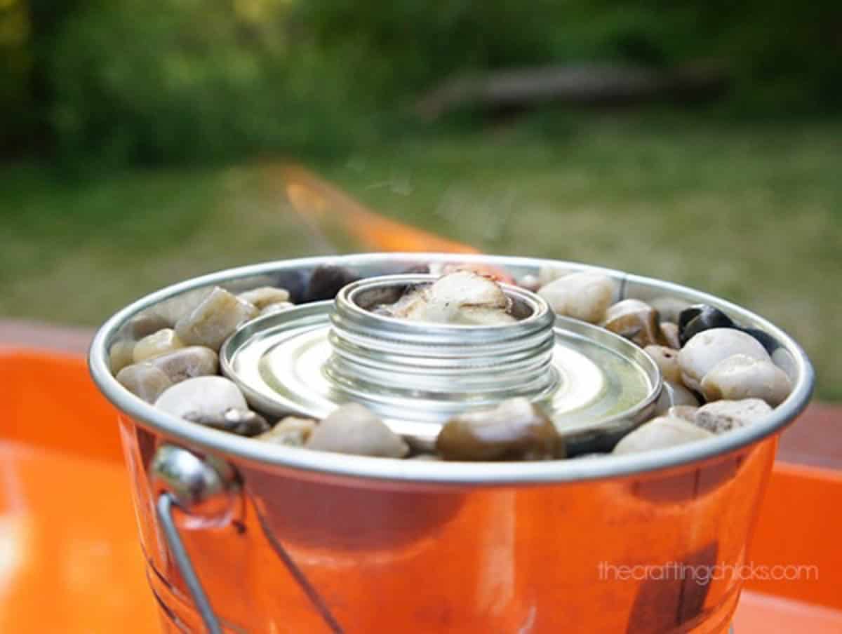tin pail fire pit for tabletop