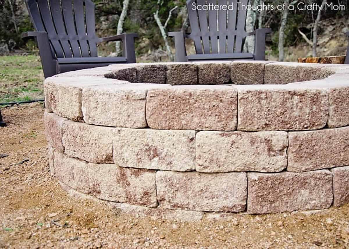 stone fire pit built in the ground
