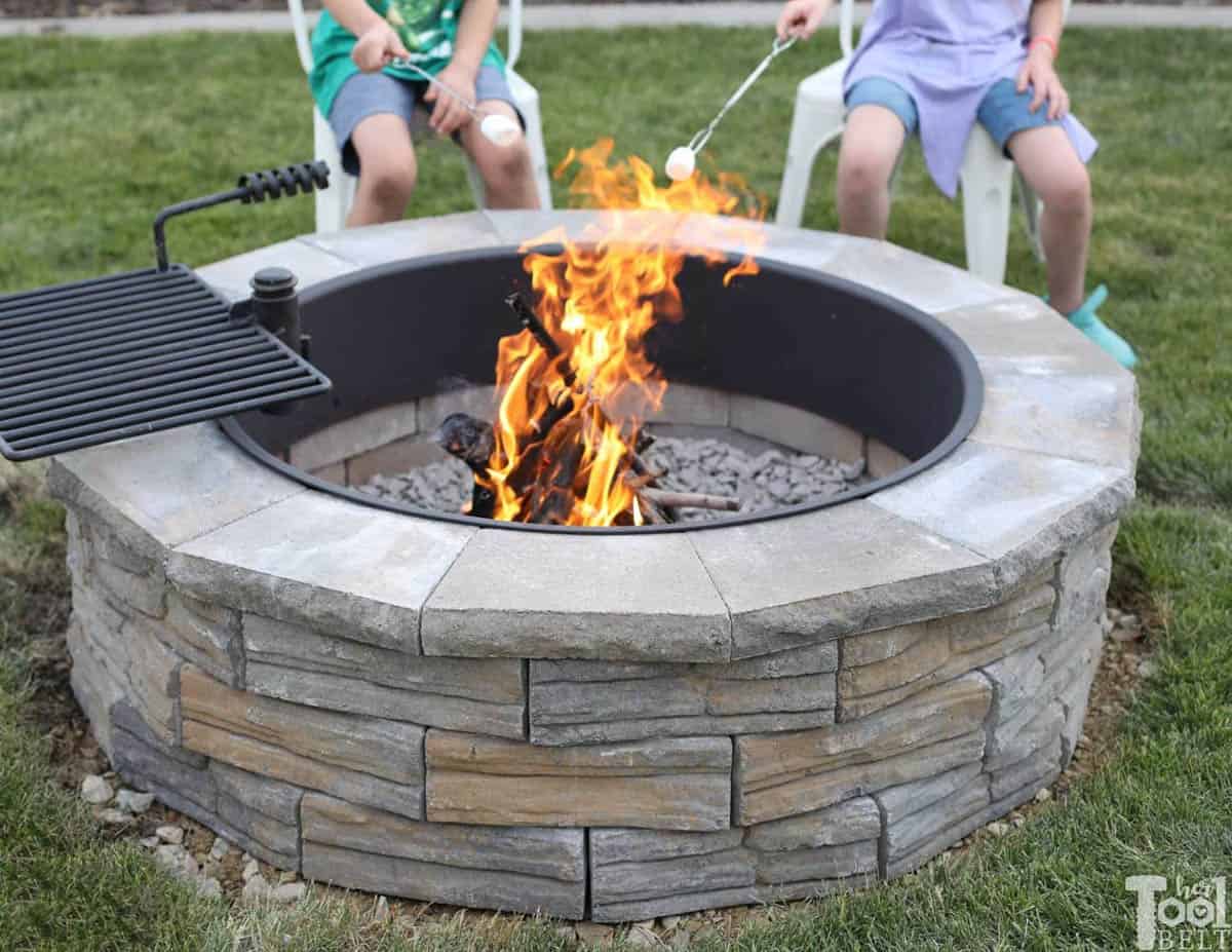 DIY fire pit idea with grill