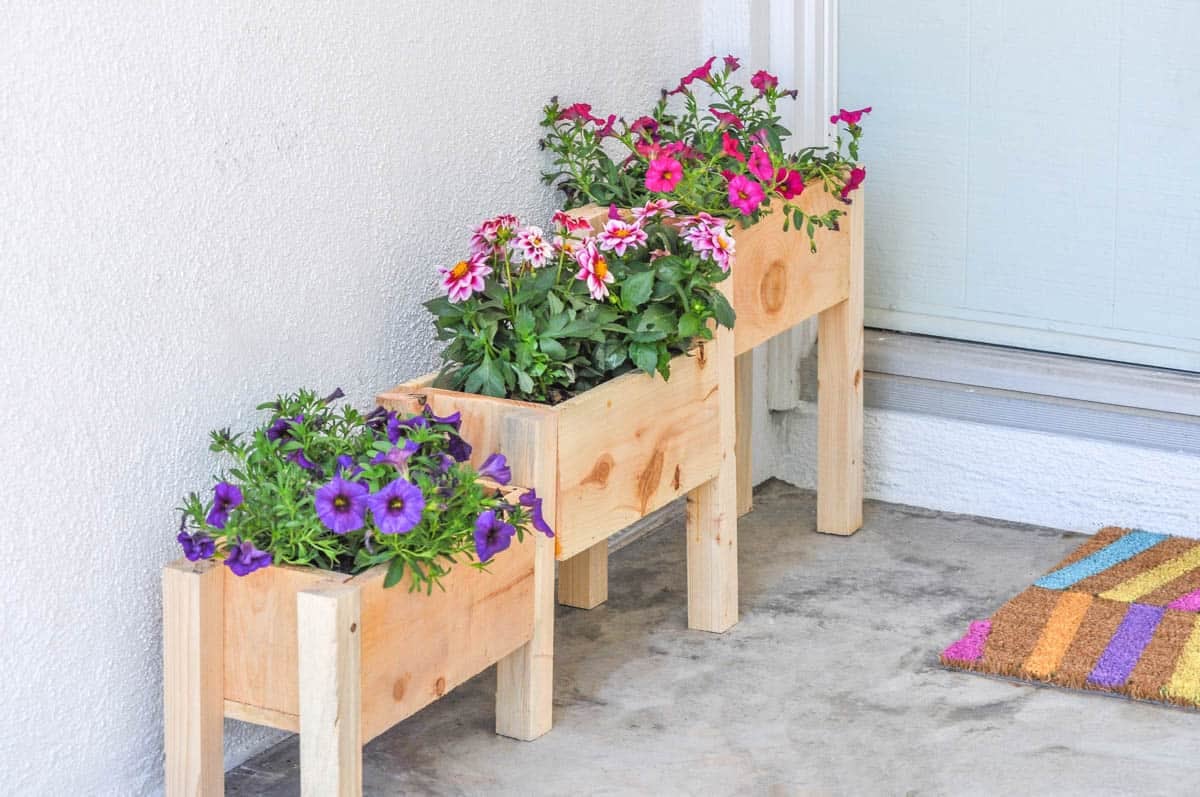 DIY tiered planter with summer flowers