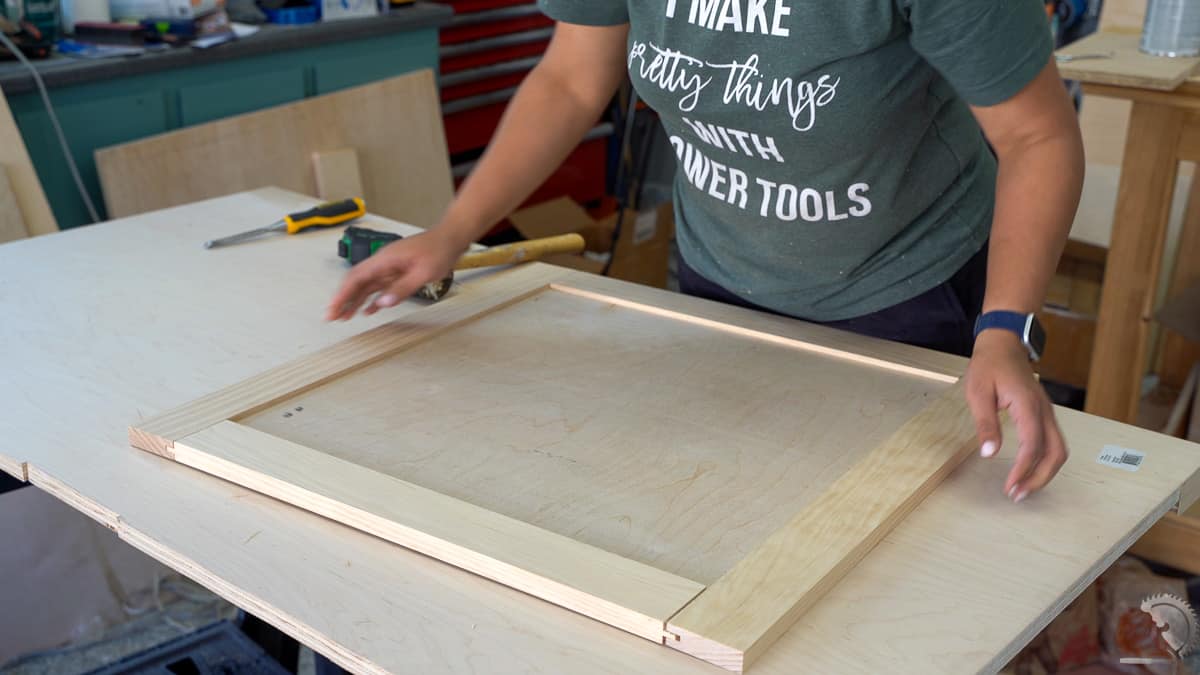 gluing up the shaker style door.