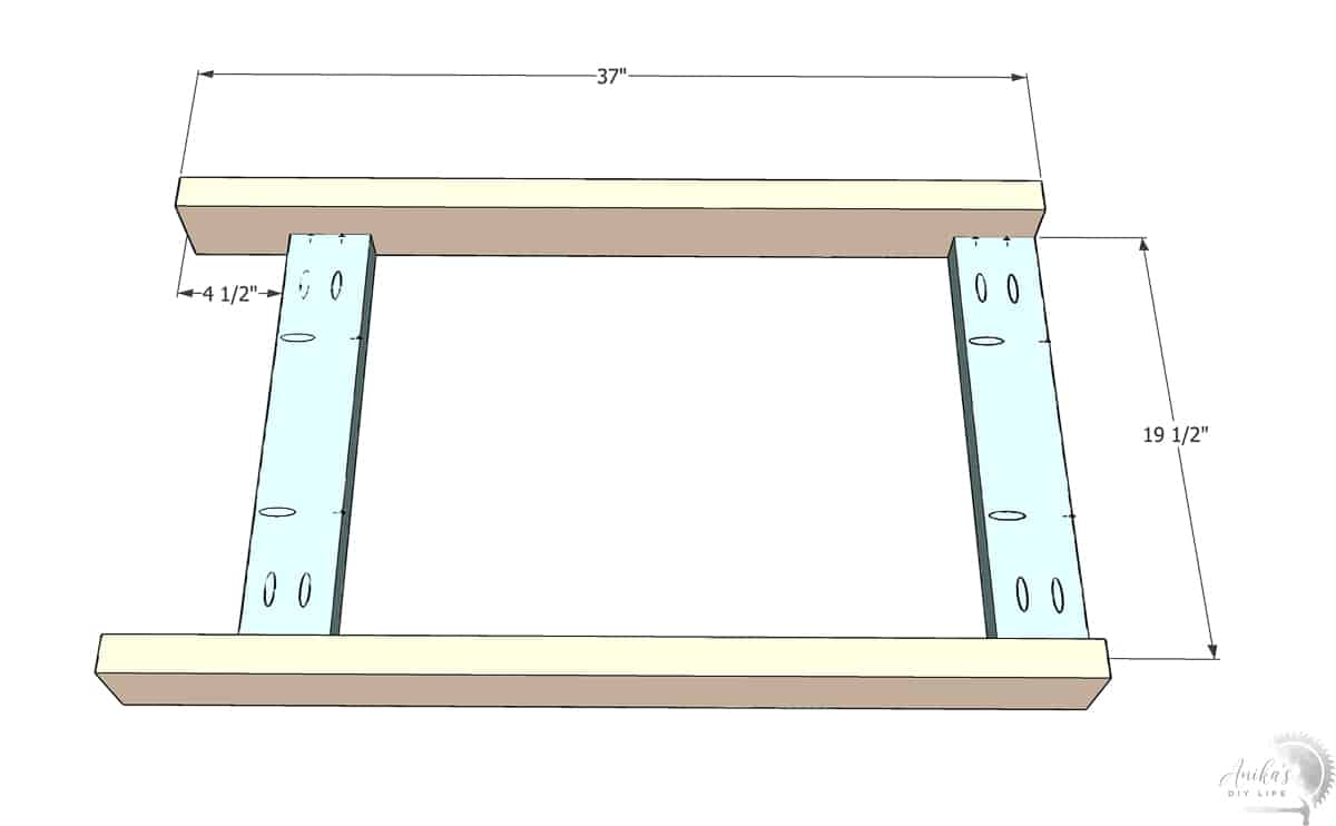 schematic showing how to build the leg side of the workbench