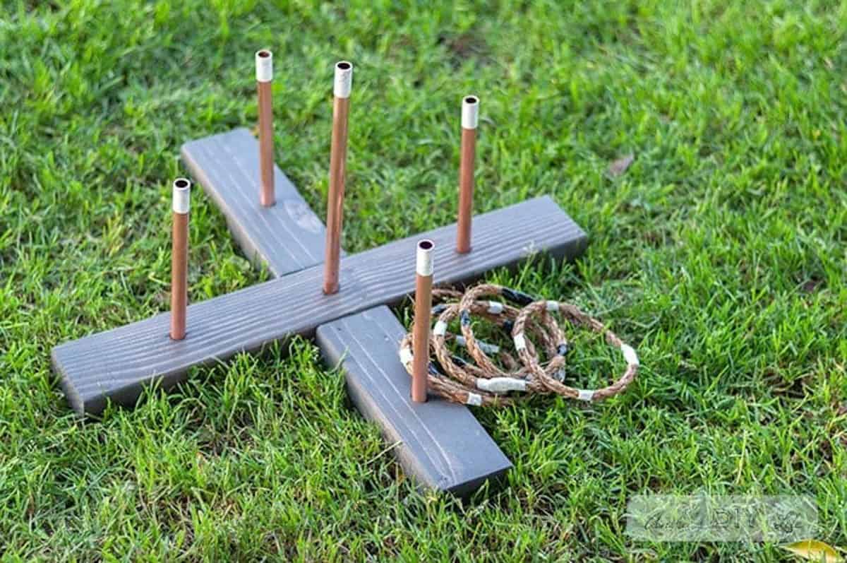 DIY ring toos yard game made with 2x4s