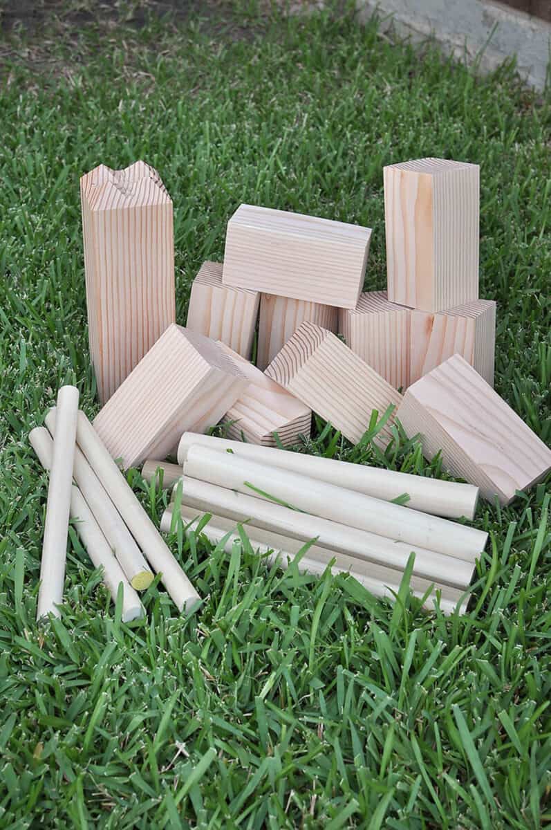 outdoor yard game ideas Kubb made from wood