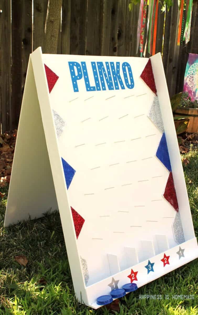DIY plinko game board for the backyard