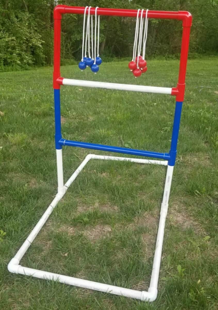 DIY ladder golf yard game made from PVC pipe