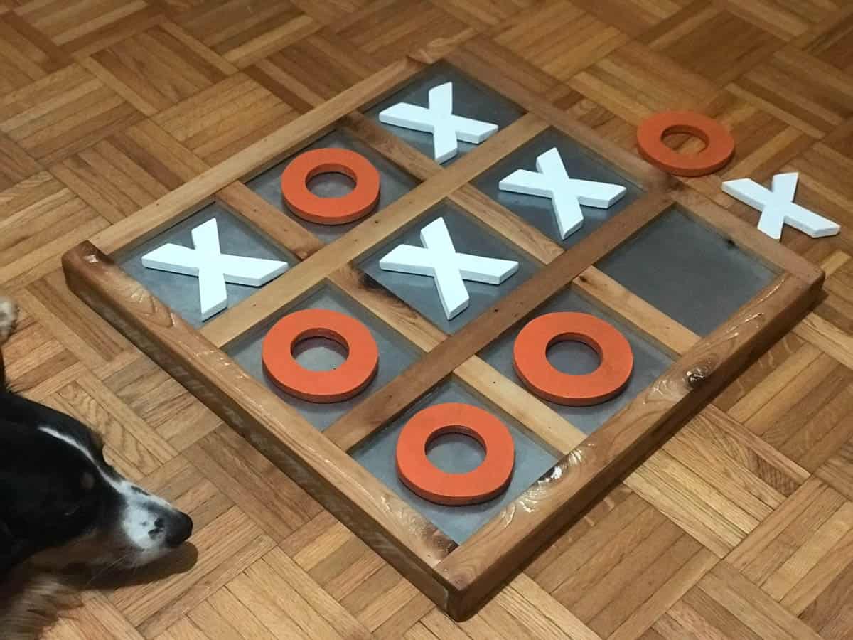Large tic tac toe game board and pieces for outdoor play