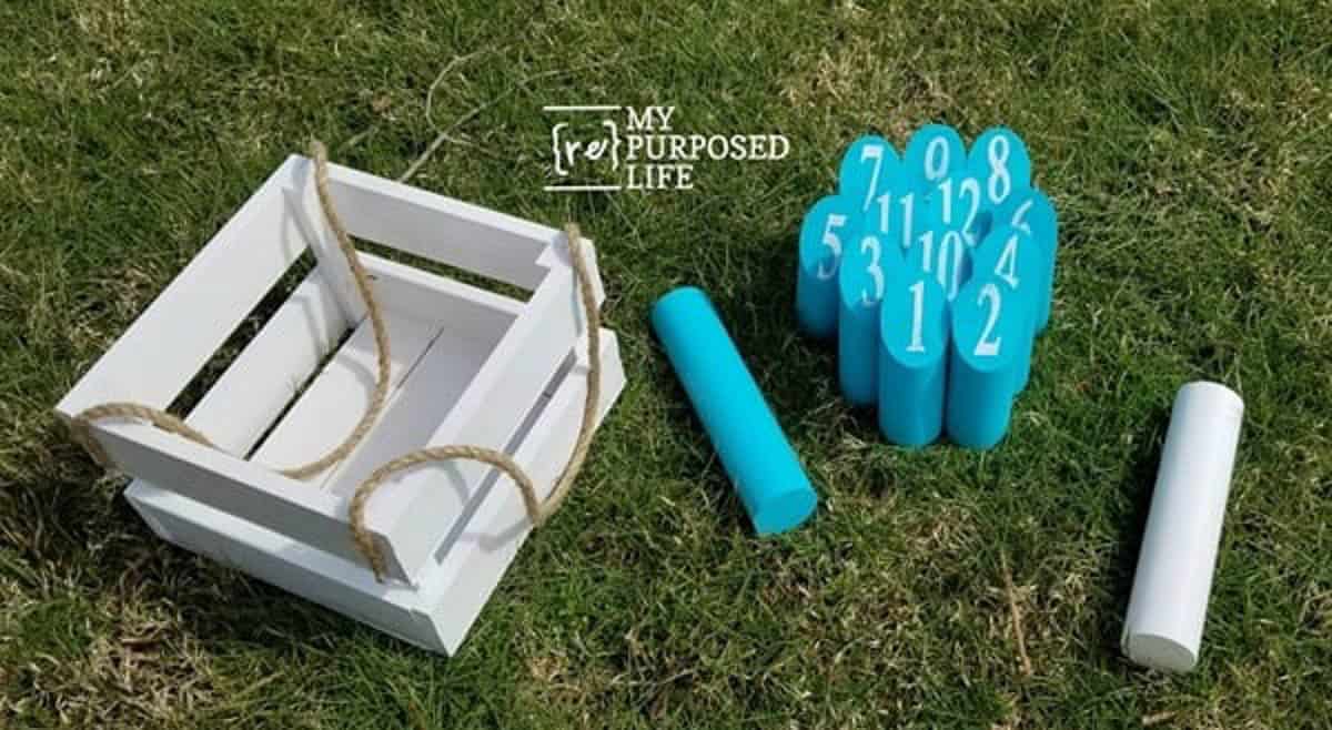 DIY Molkky Game to play outdoors
