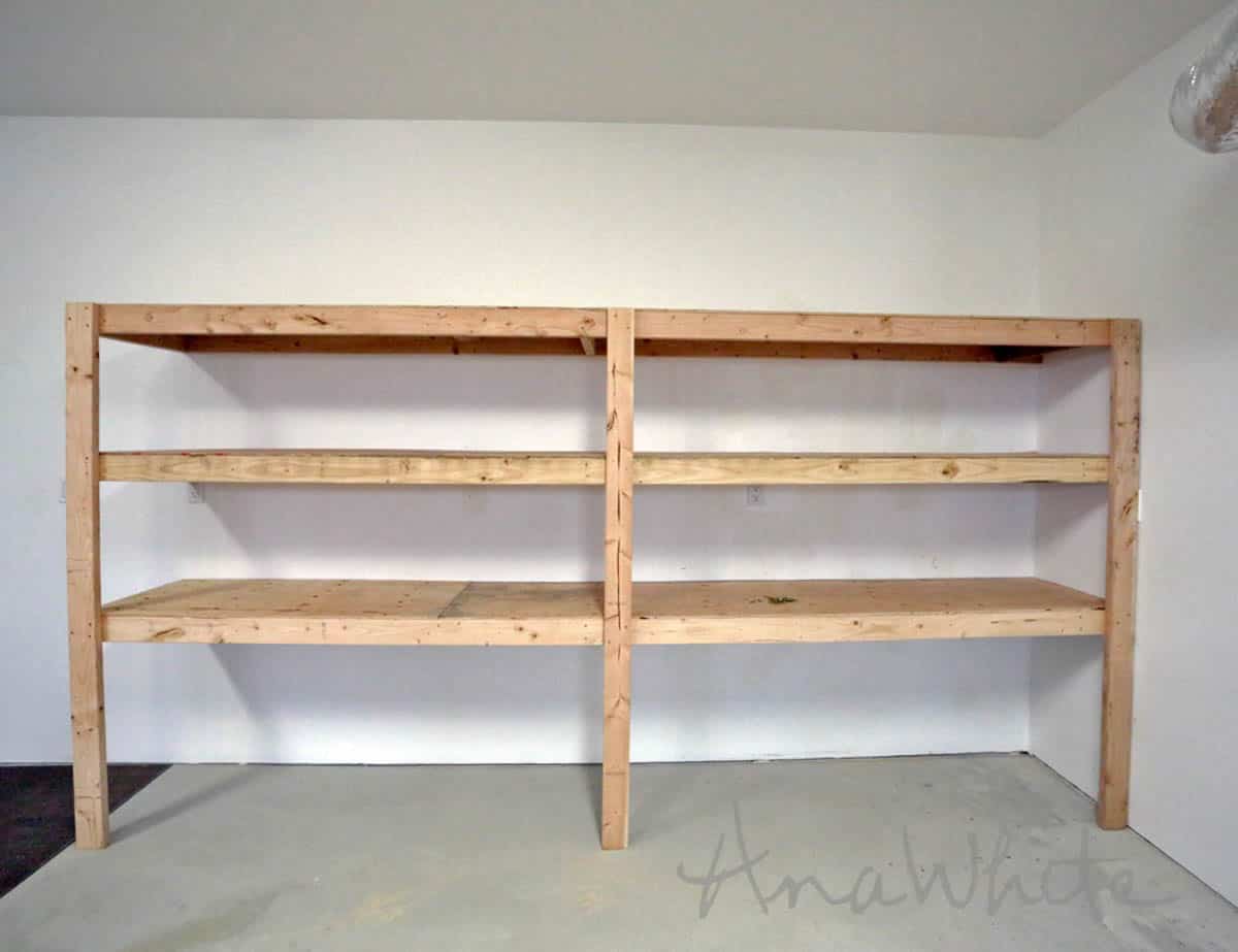 3 tier large DIY garage storage shelves made from wood