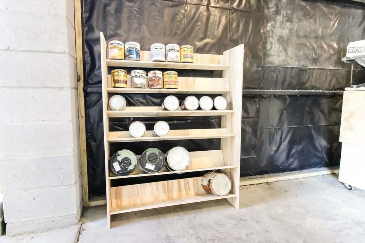 wood shelf for storing paint