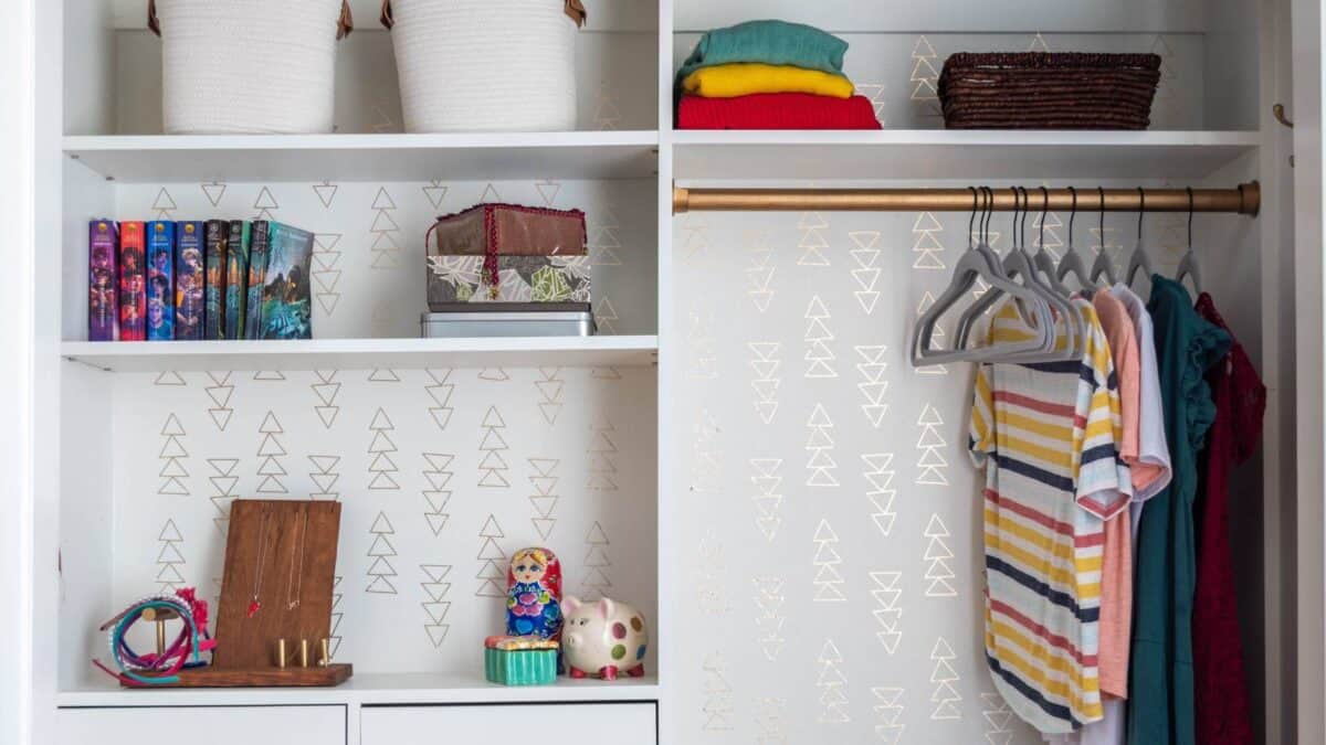 gold decals inside a closet