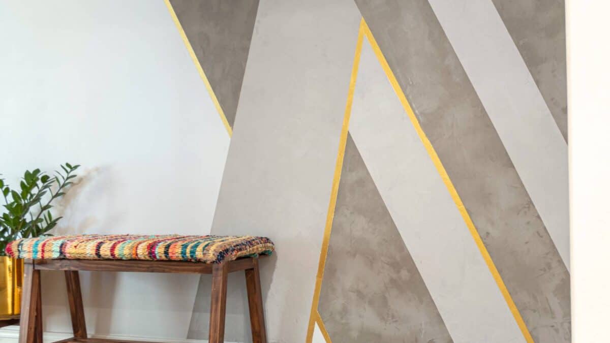 Accent wall idea made with cement stripes