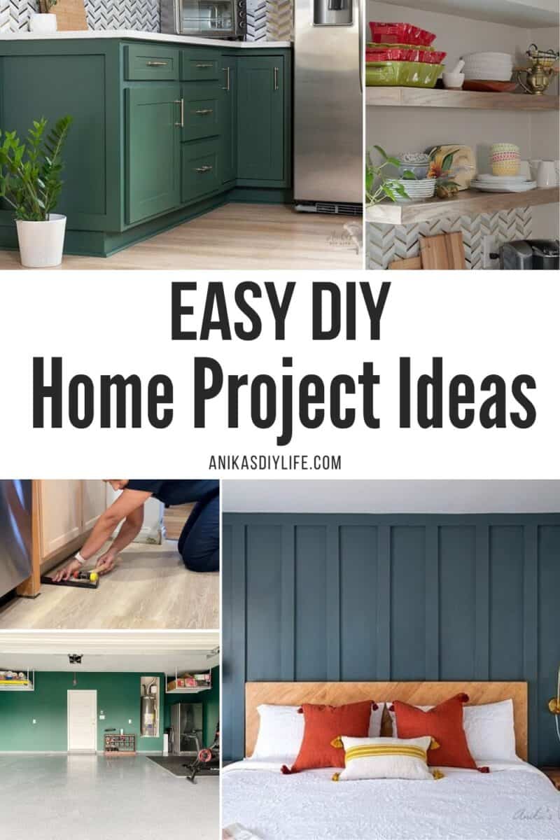 Collage of 5 DIY home projects you can do with text overlay