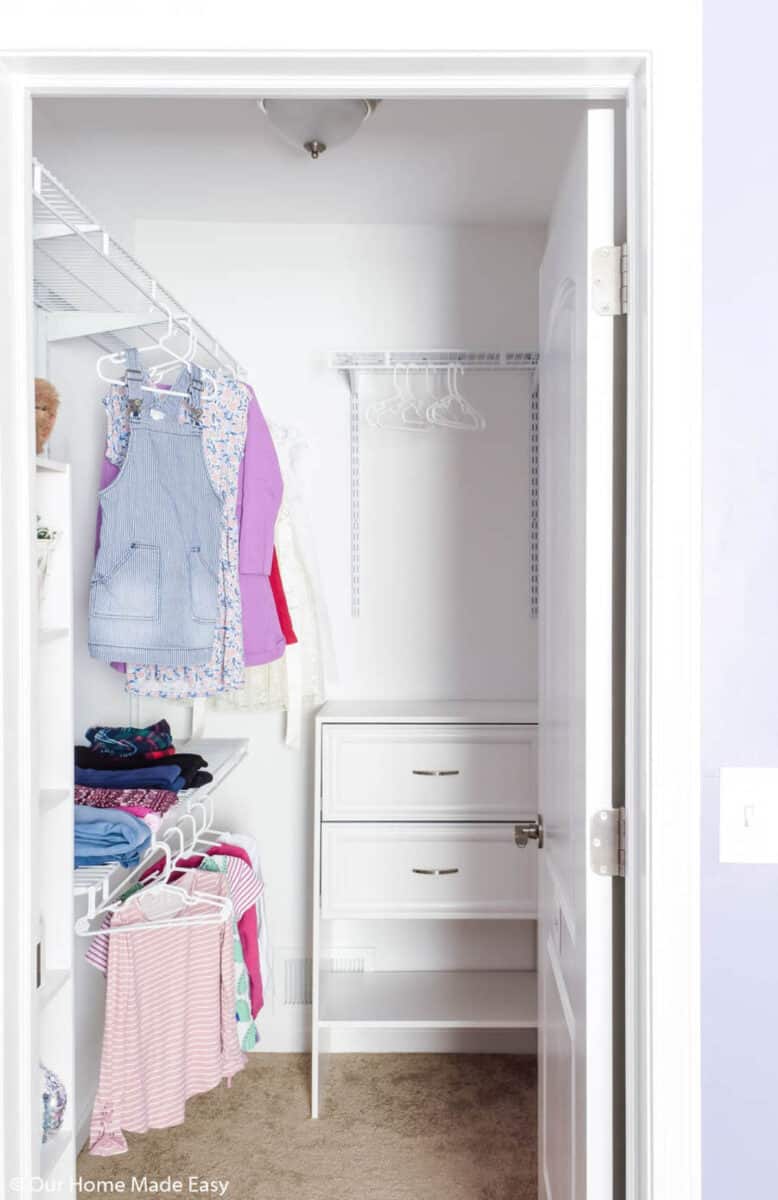 Small DIY closet organizer for little girl's room