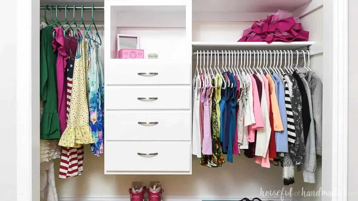 DIY closet organizer with hanging drawers