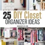 Image collage of five DIY closet organizers with text overlay
