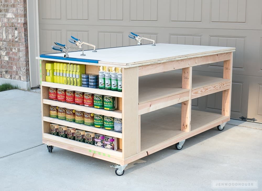 Workbench with shelves