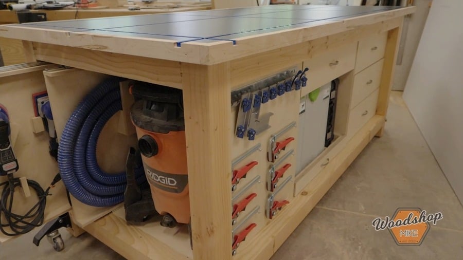 Close up of DIY workbench