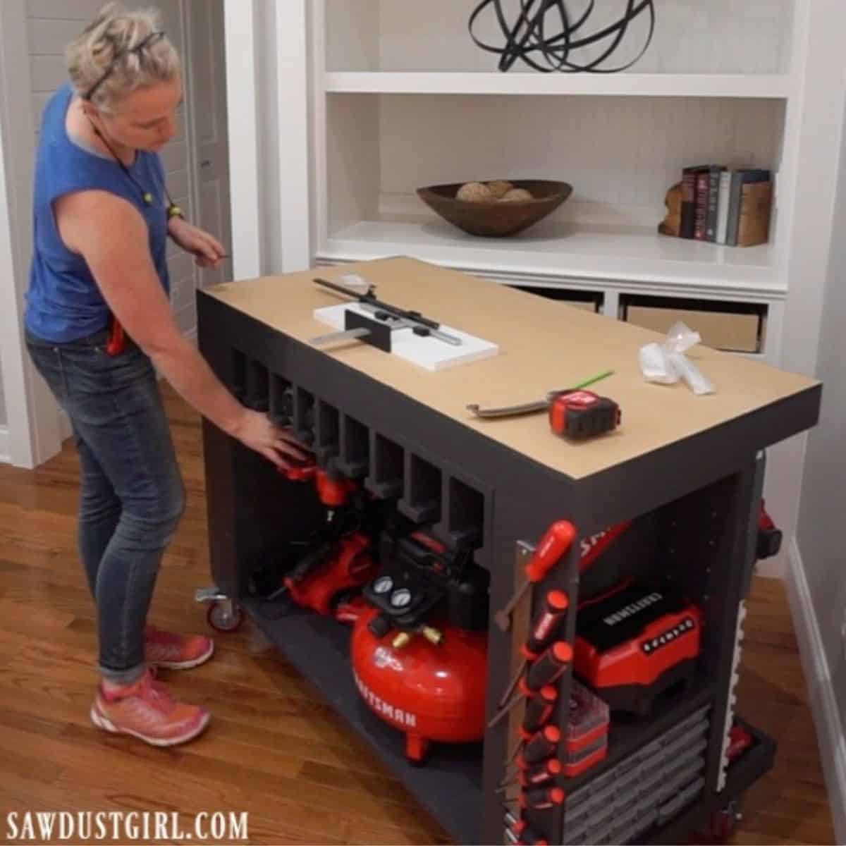 DIY workbench with tool storage