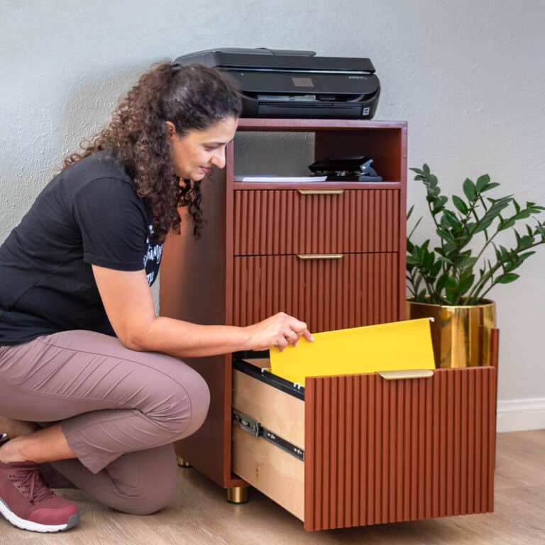 how to build a simple and easy wood DIY file cabinet and printer stand. Love this modern look.