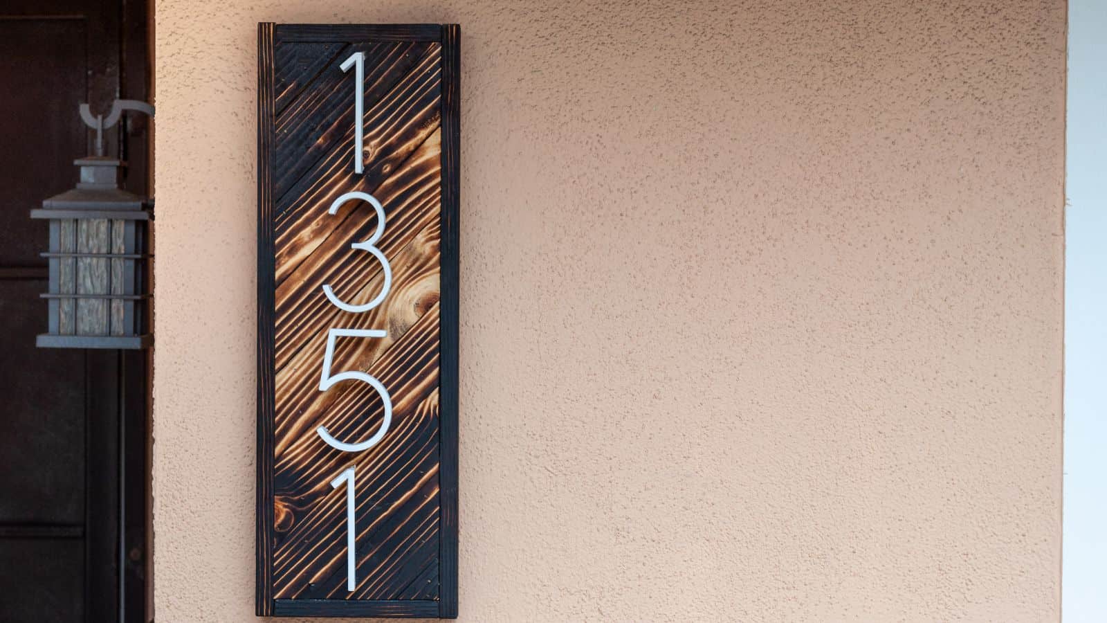 DIY wood burned house number sign